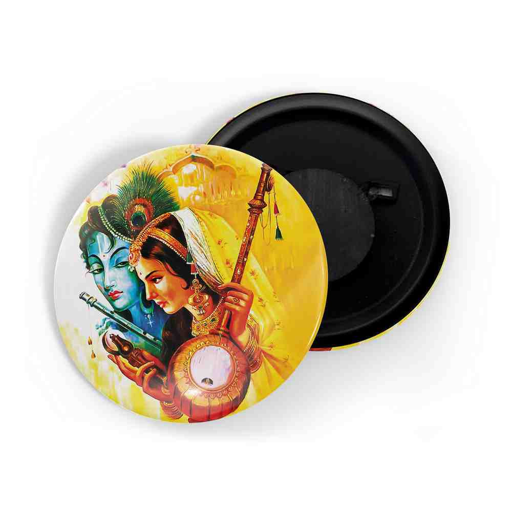 dhcrafts Fridge Magnet Multicolor Radha Krishna D13 Glossy Finish Design Pack of 1 (58mm)